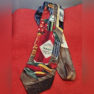 Tabasco Pepper Sauce Novelty Tie 100% Silk Approx 59 inches Long - USA Made